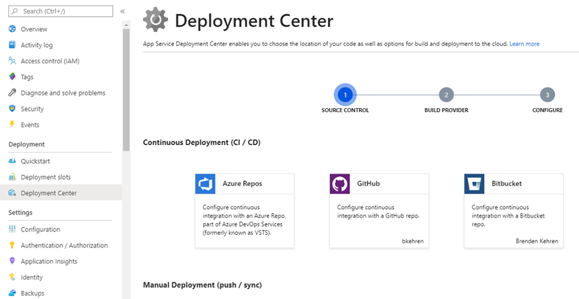 Azure Deployment Center